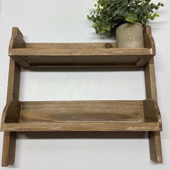 New Rustic  2 Tier Wooden Floating Shelve - Picture 5 of 10